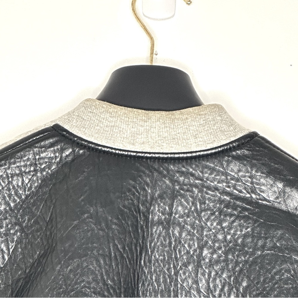 ALEXANDER WANG Leather & Neoprene Half Half Varsity Jacket Black and Grey - Picture 9 of 13